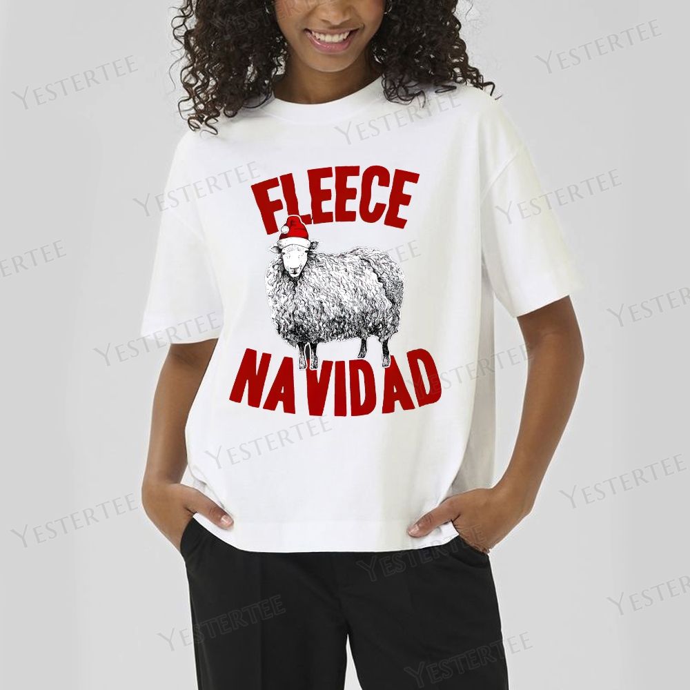 Christmas Funny Sheep Cotton T-shirt 