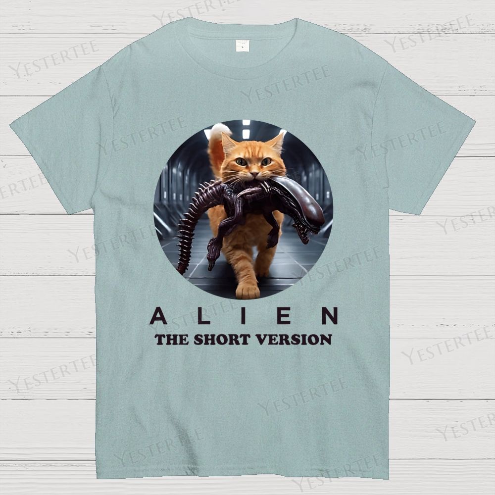 Alien Humorous Cat Cotton T-shirt 