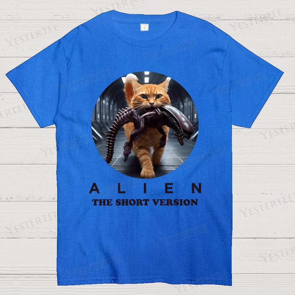 Alien Humorous Cat Cotton T-shirt 
