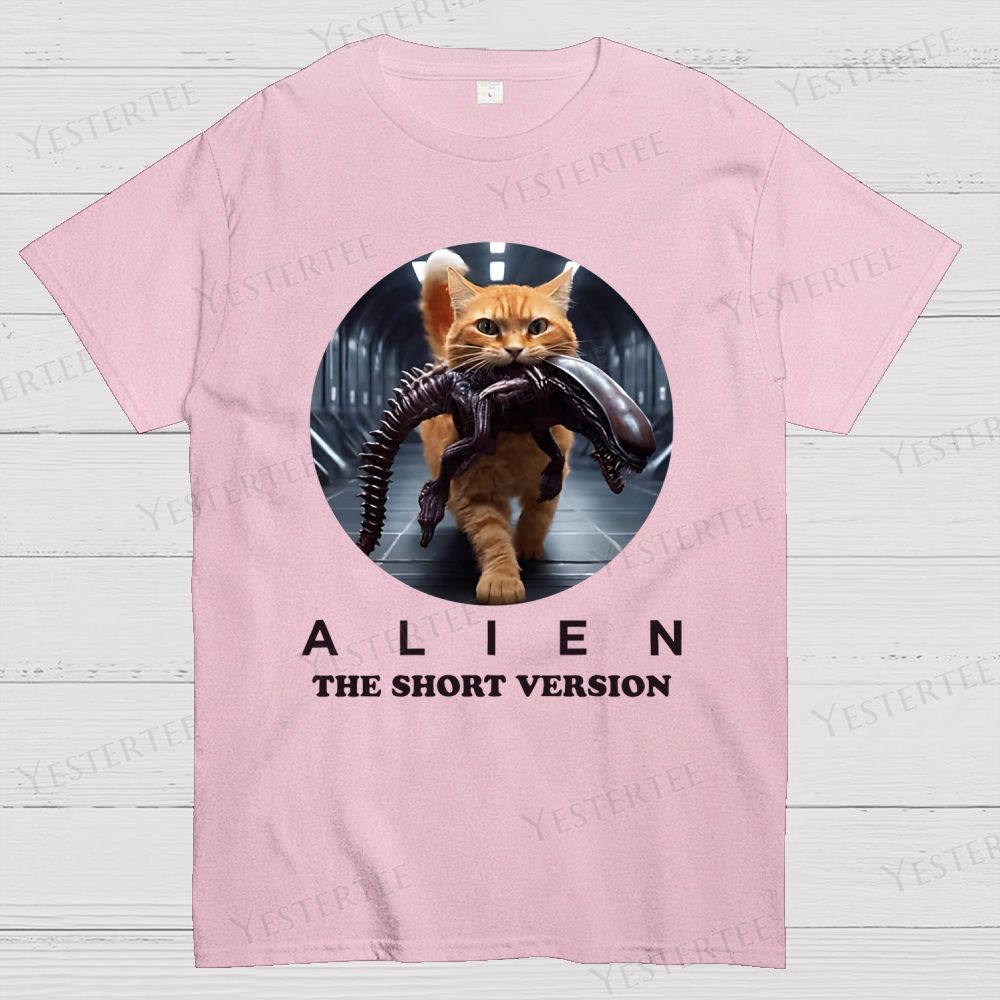 Alien Humorous Cat Cotton T-shirt 