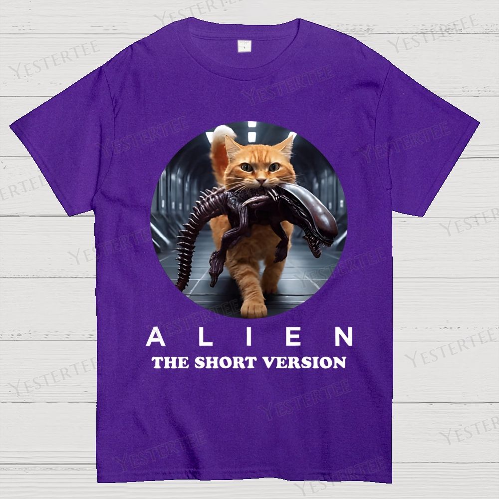 Alien Humorous Cat Cotton T-shirt 