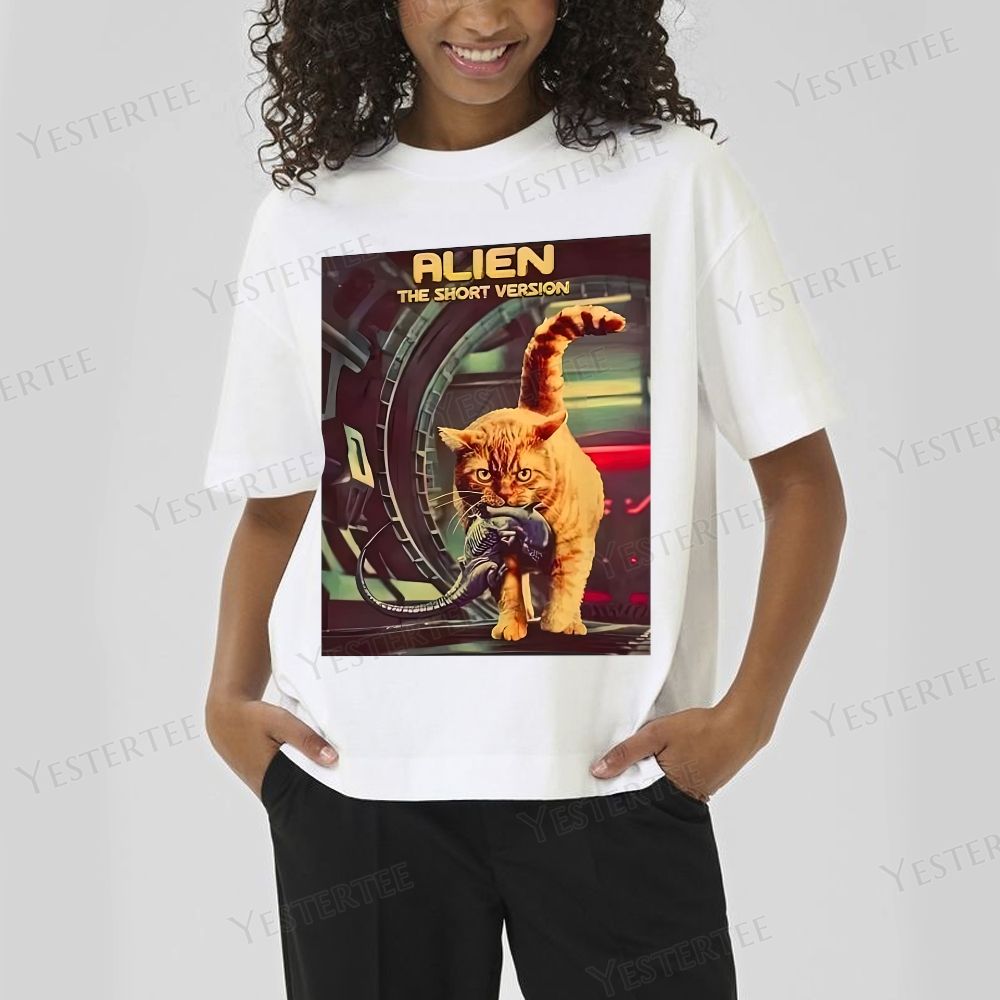 Sci-Fi Cosmic Cat Cotton T-shirt 