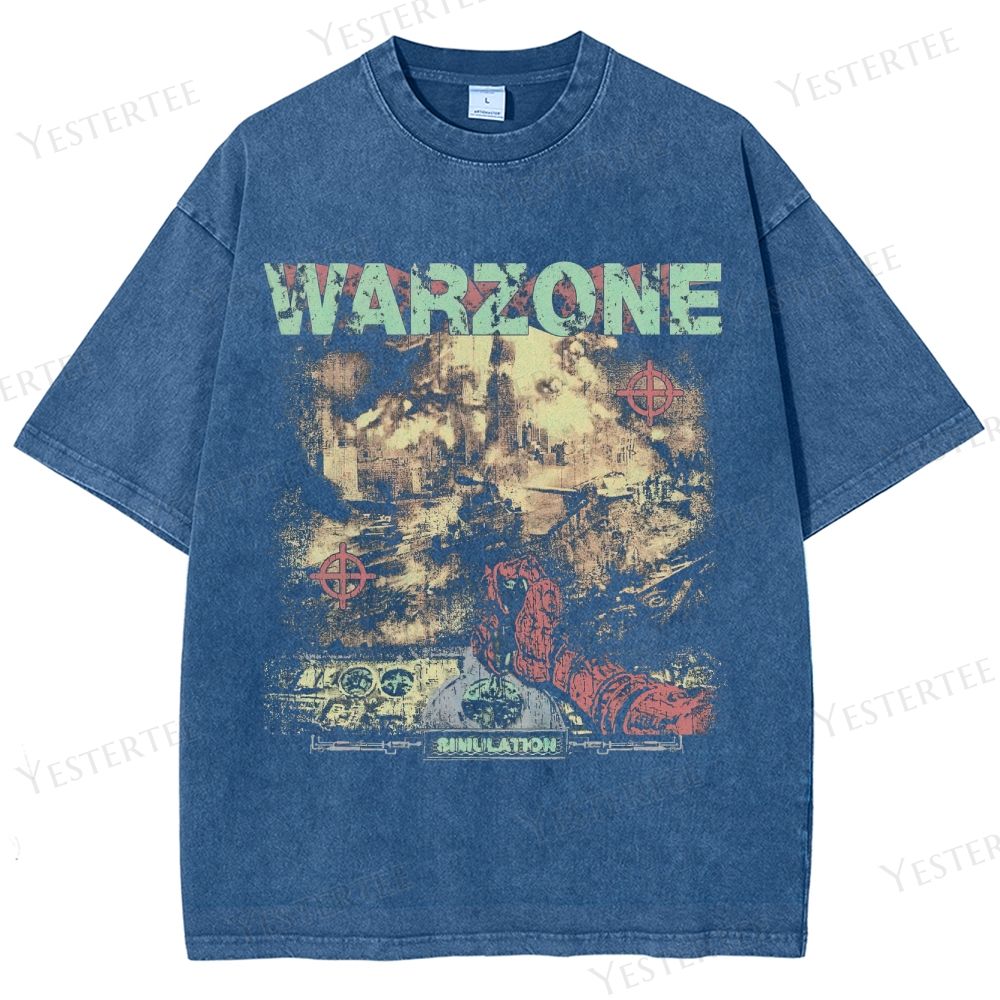 Retro "Warzone: Annihilation" Battlefield Graphic Washed T-Shirt