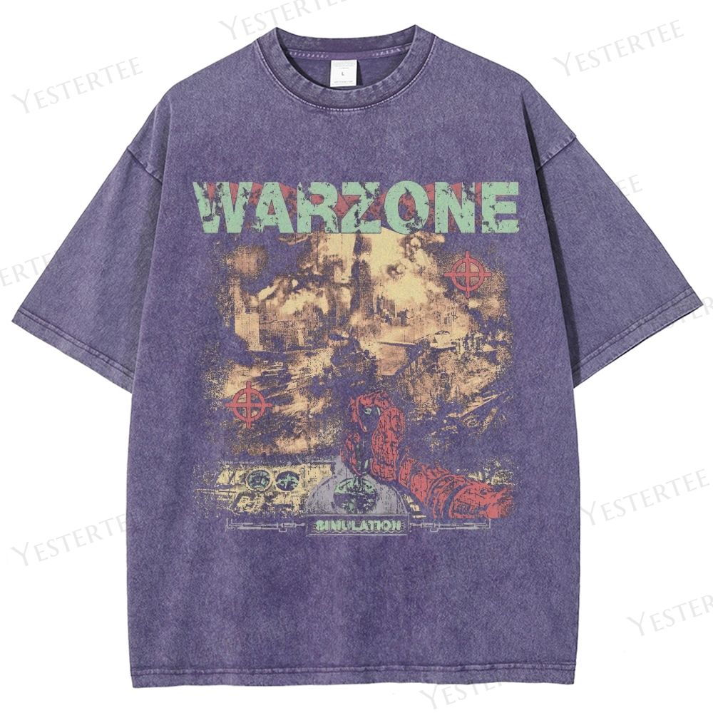 Retro "Warzone: Annihilation" Battlefield Graphic Washed T-Shirt