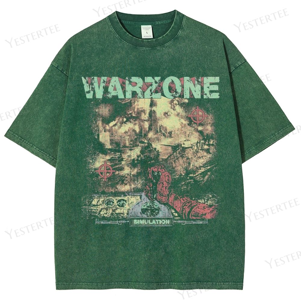 Retro "Warzone: Annihilation" Battlefield Graphic Washed T-Shirt