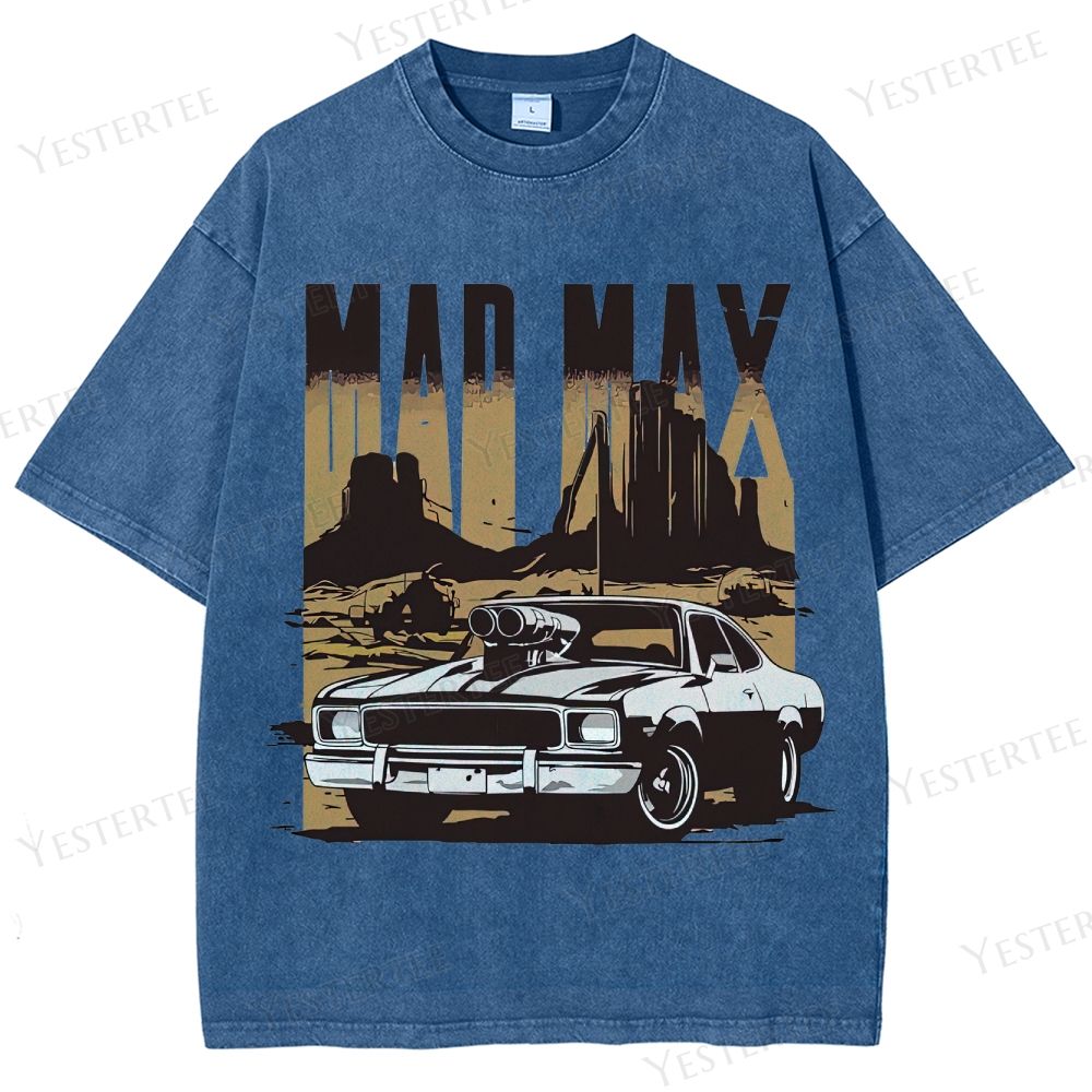 Retro "Mad Max" Desert Car & Landscape Graphic Washed T-Shirt