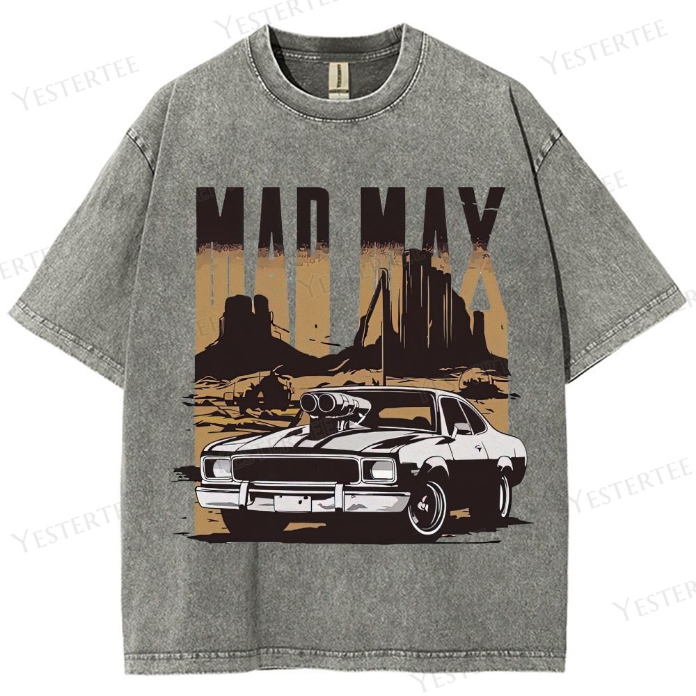 Retro "Mad Max" Desert Car & Landscape Graphic Washed T-Shirt