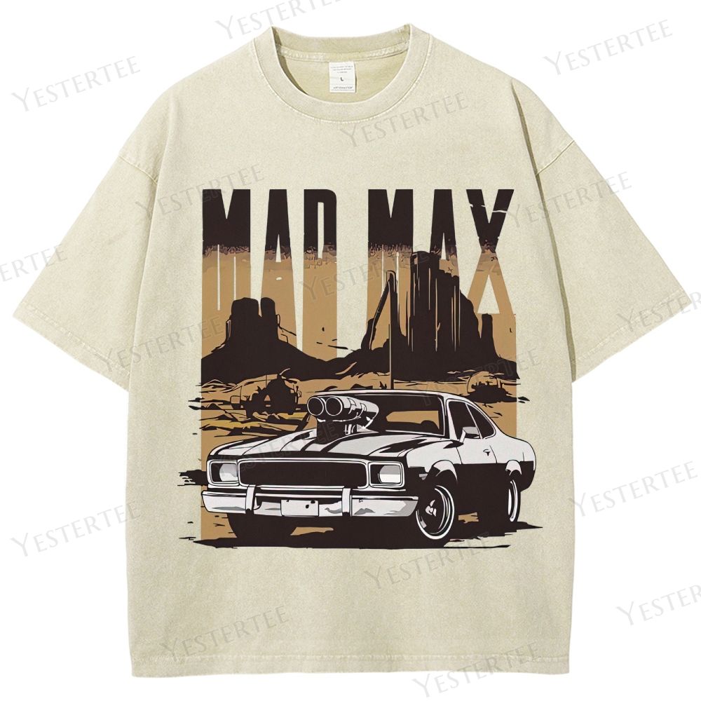 Retro "Mad Max" Desert Car & Landscape Graphic Washed T-Shirt