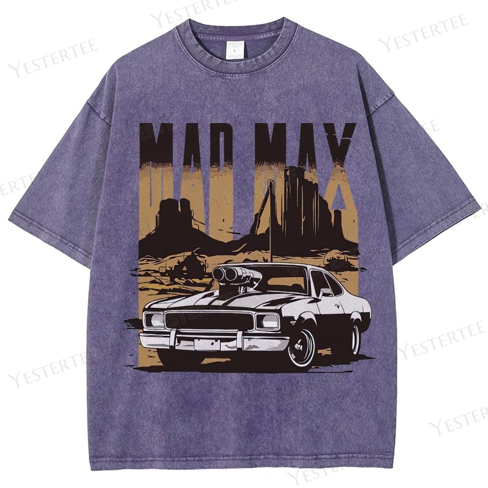 Retro "Mad Max" Desert Car & Landscape Graphic Washed T-Shirt
