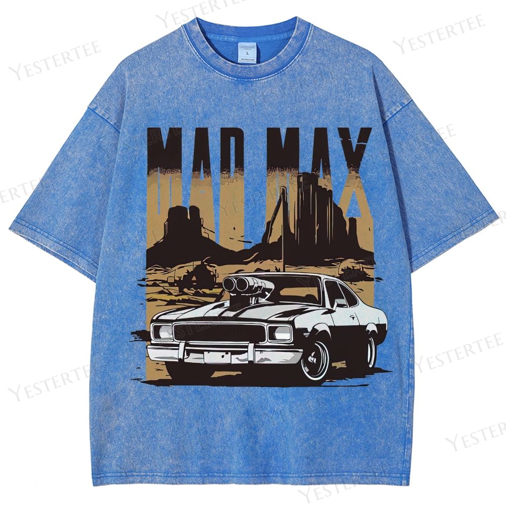 Retro "Mad Max" Desert Car & Landscape Graphic Washed T-Shirt