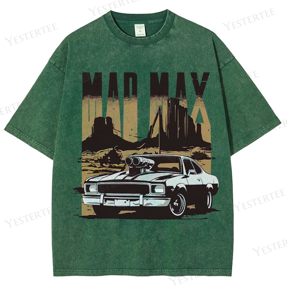 Retro "Mad Max" Desert Car & Landscape Graphic Washed T-Shirt
