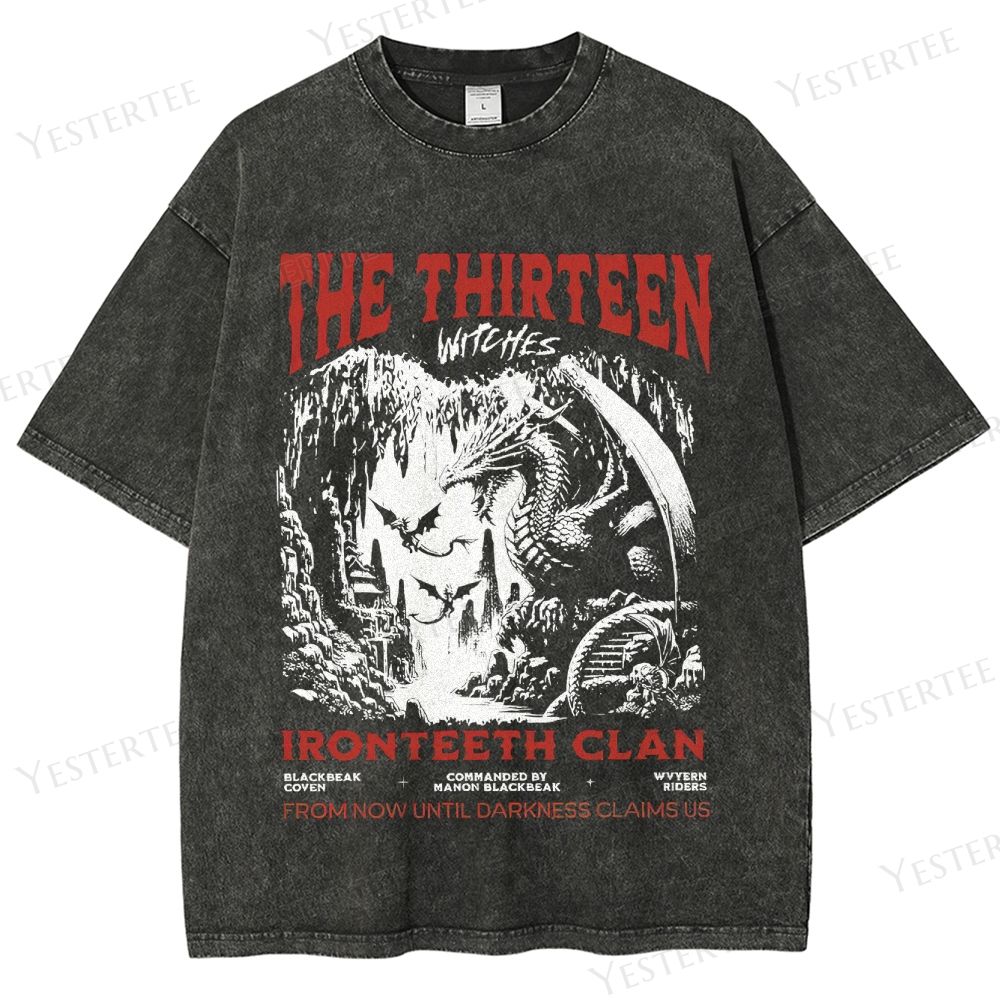 Retro "The Thirteen: Blackbeak Coven" Throne of Glass Graphic Washed T-Shirt