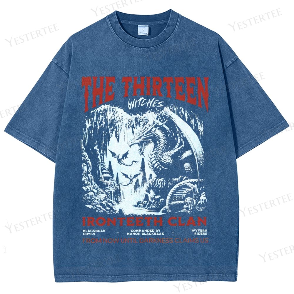 Retro "The Thirteen: Blackbeak Coven" Throne of Glass Graphic Washed T-Shirt