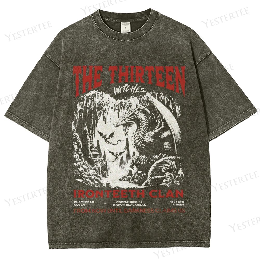 Retro "The Thirteen: Blackbeak Coven" Throne of Glass Graphic Washed T-Shirt