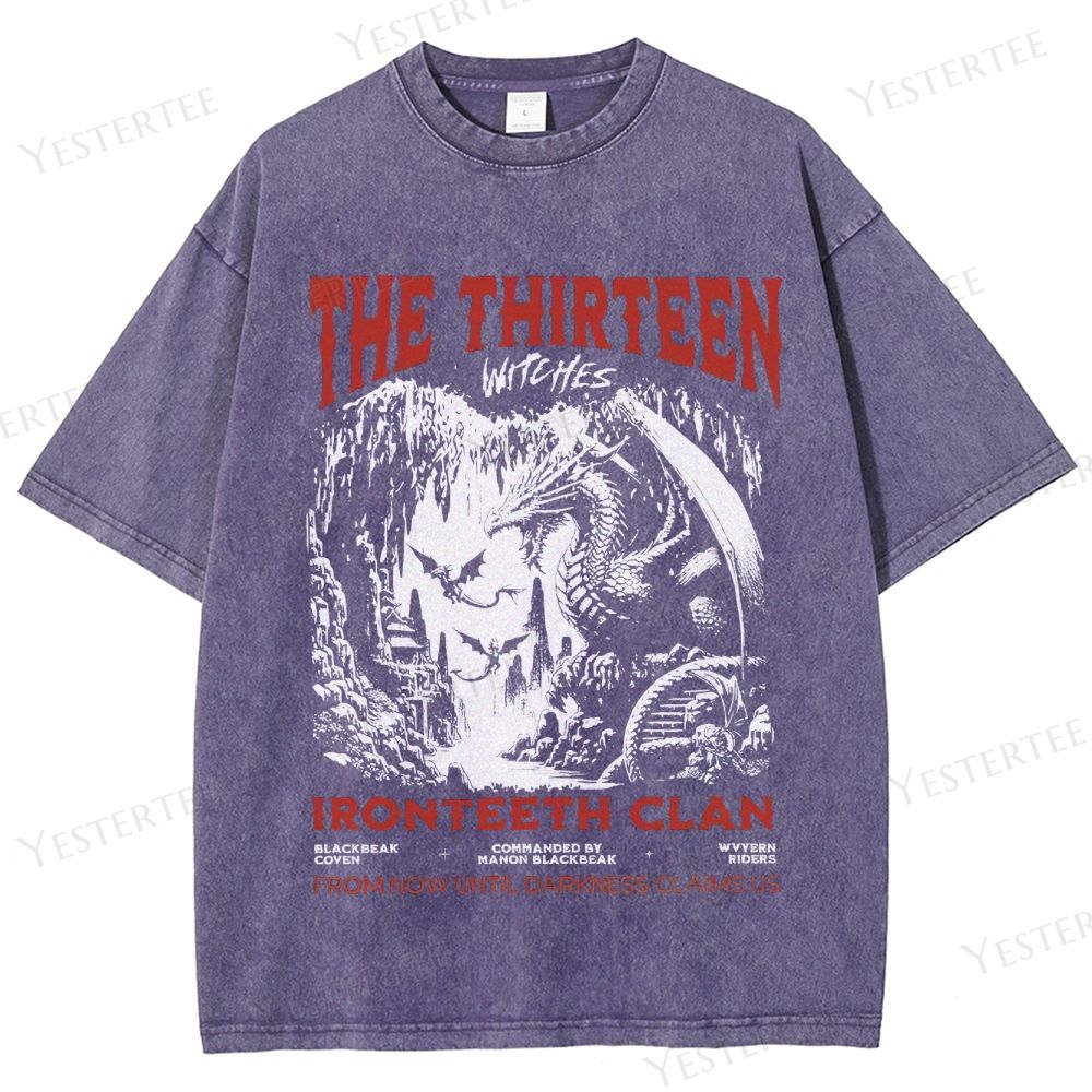Retro "The Thirteen: Blackbeak Coven" Throne of Glass Graphic Washed T-Shirt