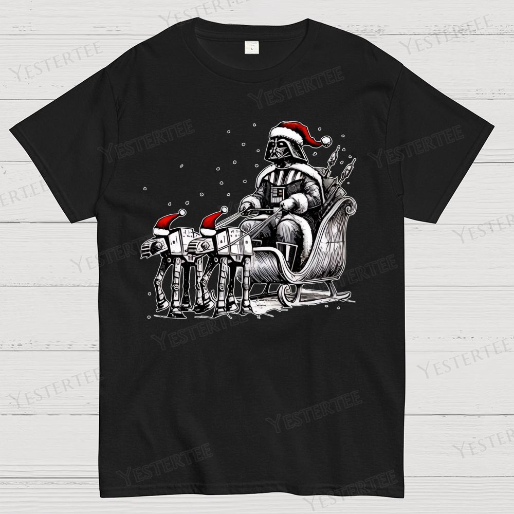 Sleigh Pulled by a Walking Machine Christmas Cotton T-shirt 