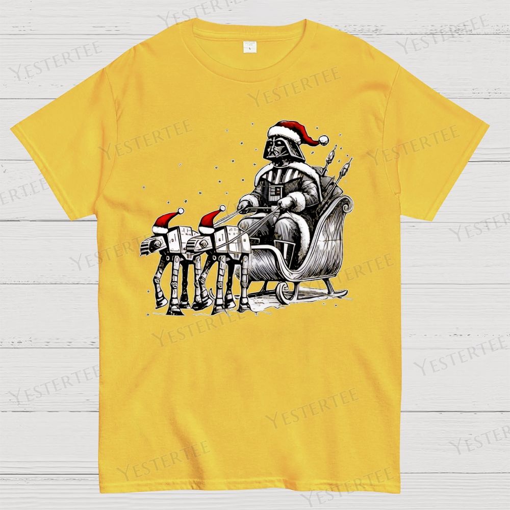 Sleigh Pulled by a Walking Machine Christmas Cotton T-shirt 