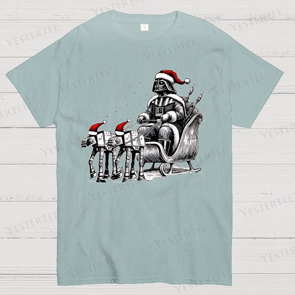 Sleigh Pulled by a Walking Machine Christmas Cotton T-shirt 
