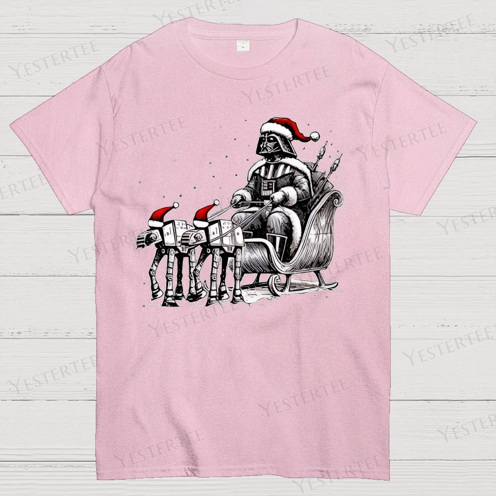 Sleigh Pulled by a Walking Machine Christmas Cotton T-shirt 