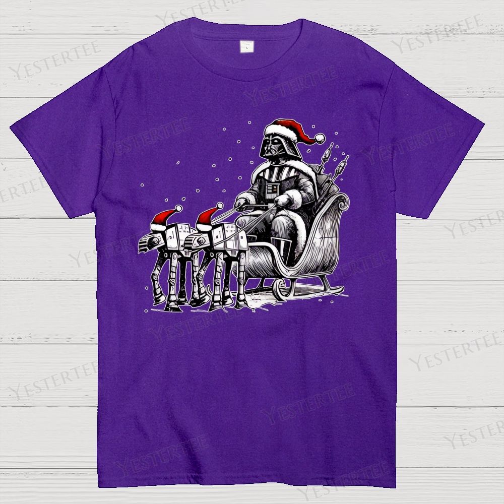 Sleigh Pulled by a Walking Machine Christmas Cotton T-shirt 