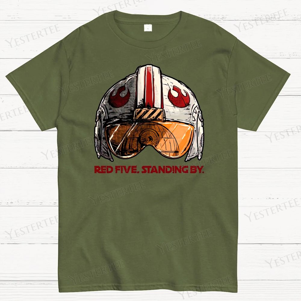 Red Five Standing By Cotton T-shirt 