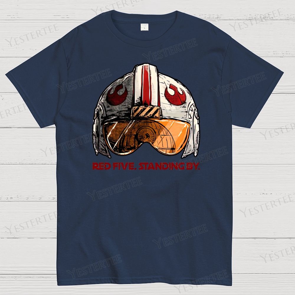 Red Five Standing By Cotton T-shirt 