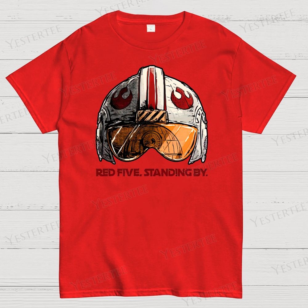 Red Five Standing By Cotton T-shirt 