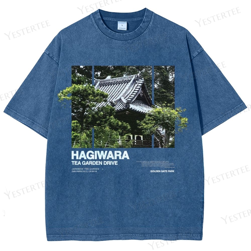 Retro "Hagiwara Tea Garden Drive" Japanese Temple Graphic Washed T-Shirt