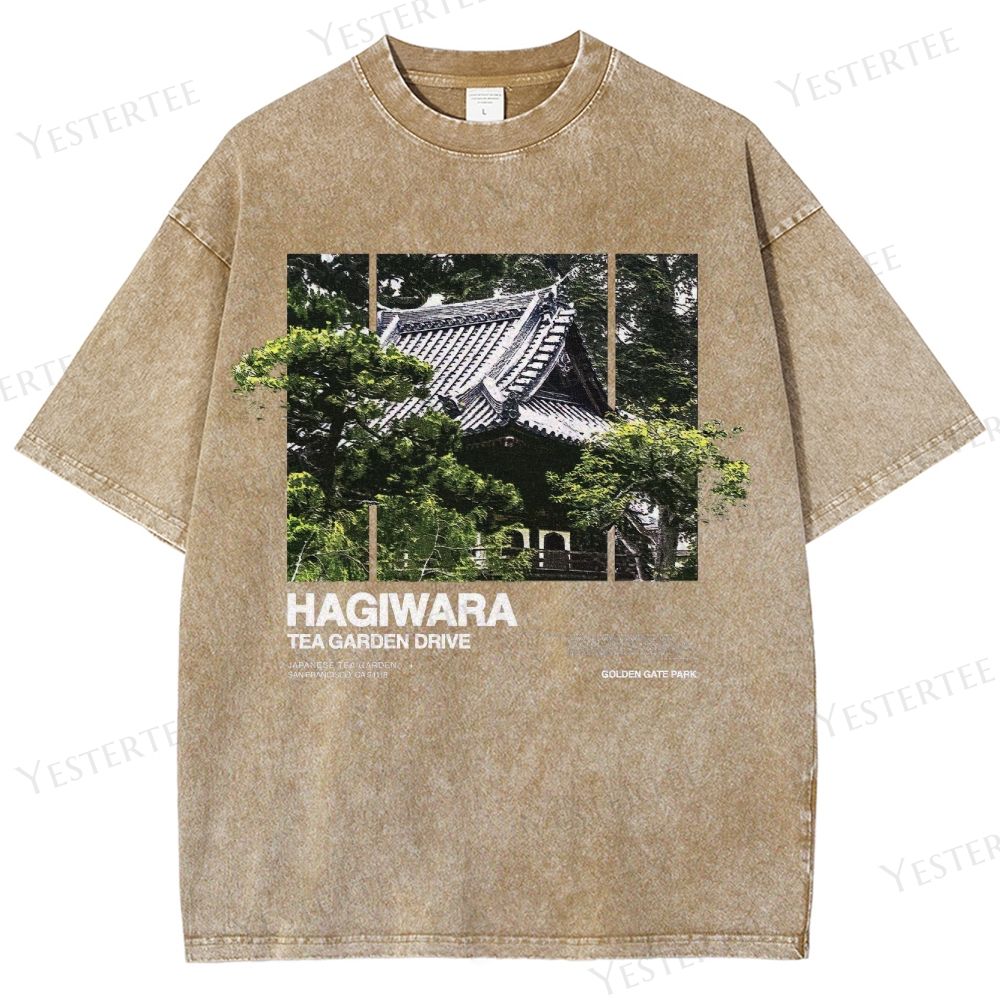 Retro "Hagiwara Tea Garden Drive" Japanese Temple Graphic Washed T-Shirt