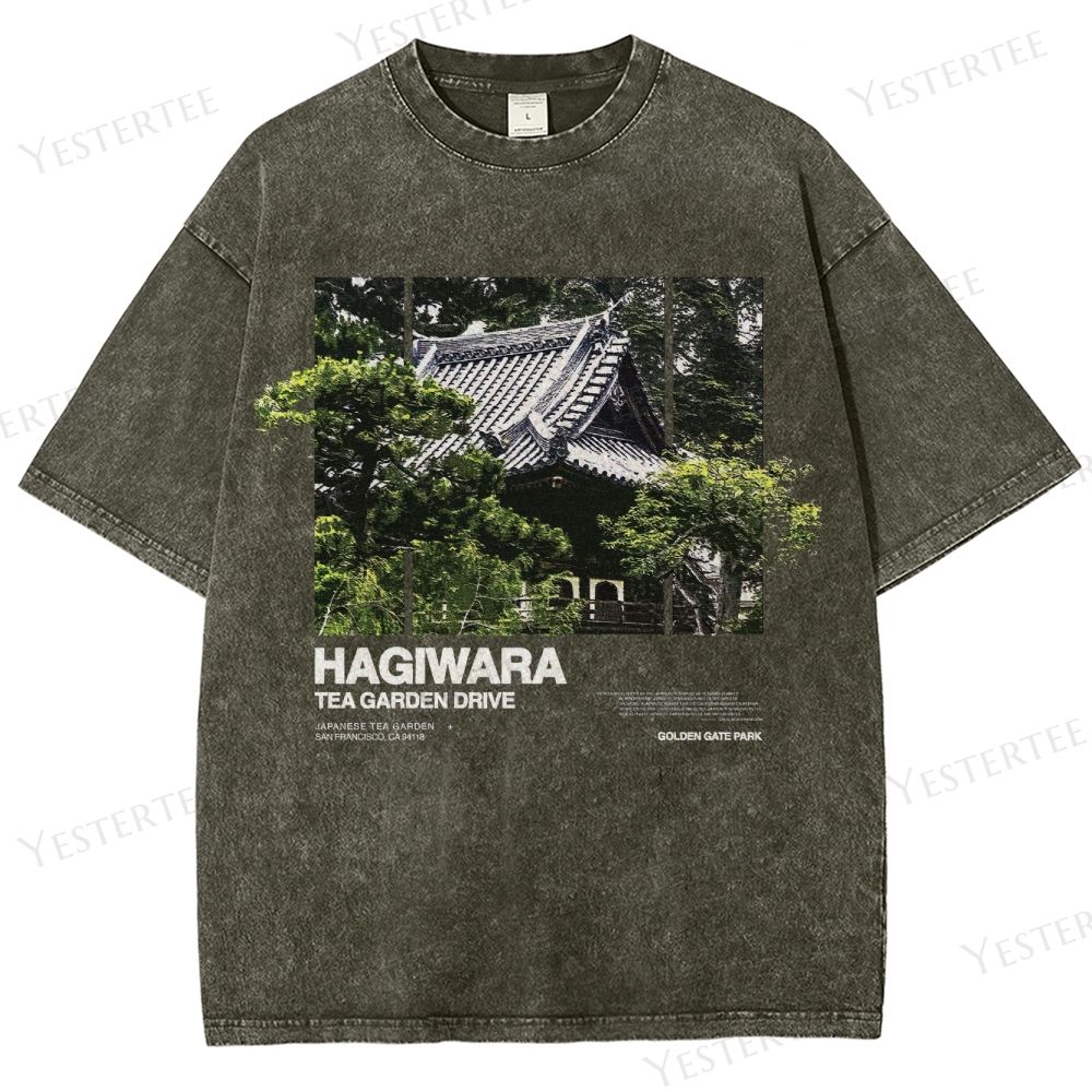 Retro "Hagiwara Tea Garden Drive" Japanese Temple Graphic Washed T-Shirt