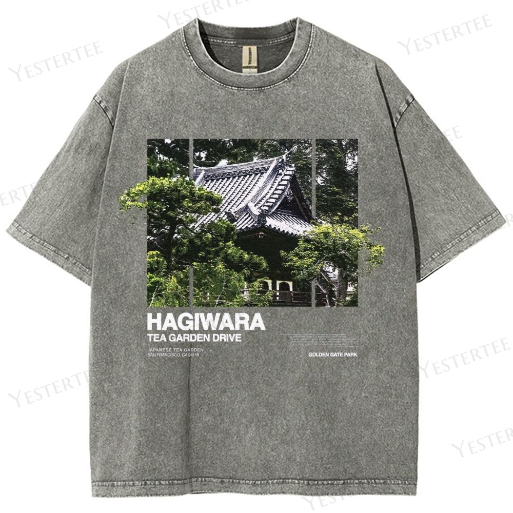 Retro "Hagiwara Tea Garden Drive" Japanese Temple Graphic Washed T-Shirt