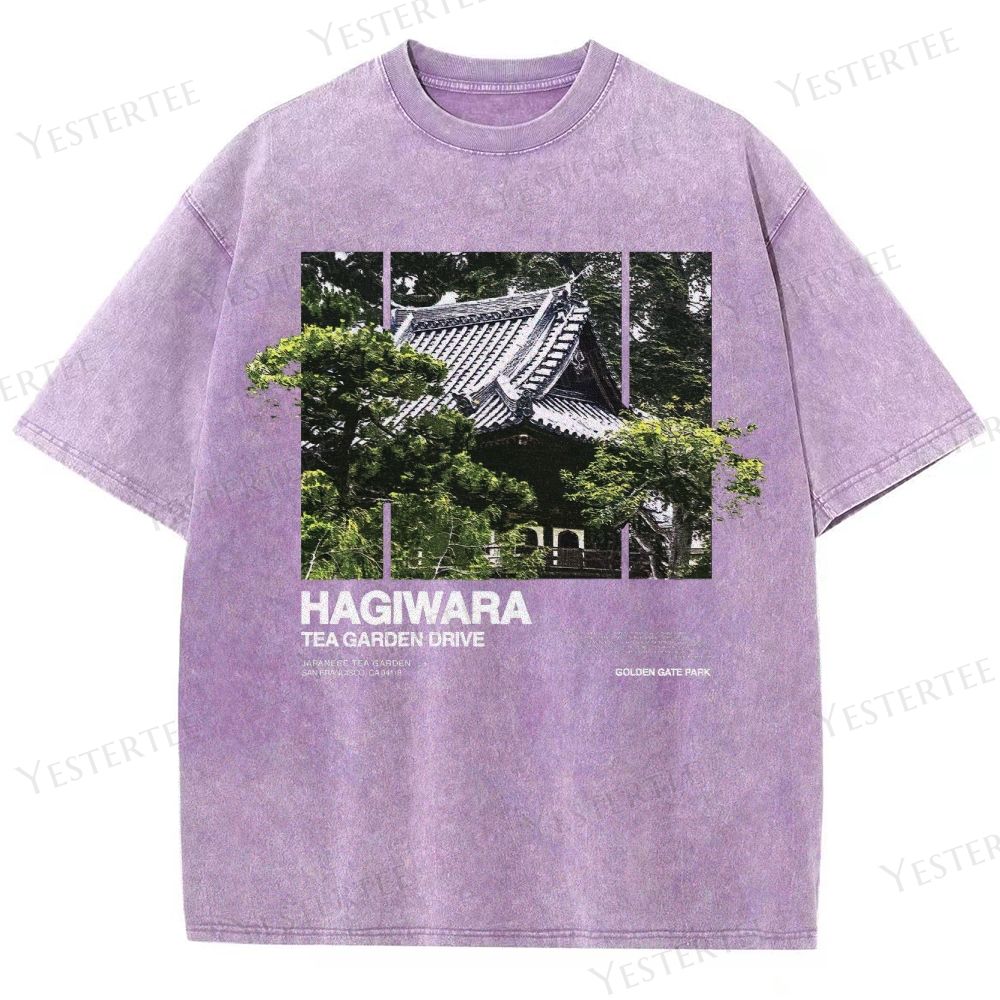 Retro "Hagiwara Tea Garden Drive" Japanese Temple Graphic Washed T-Shirt