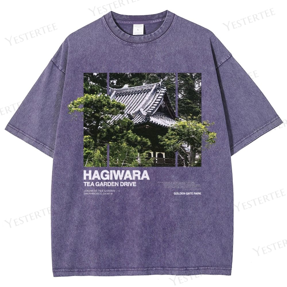 Retro "Hagiwara Tea Garden Drive" Japanese Temple Graphic Washed T-Shirt