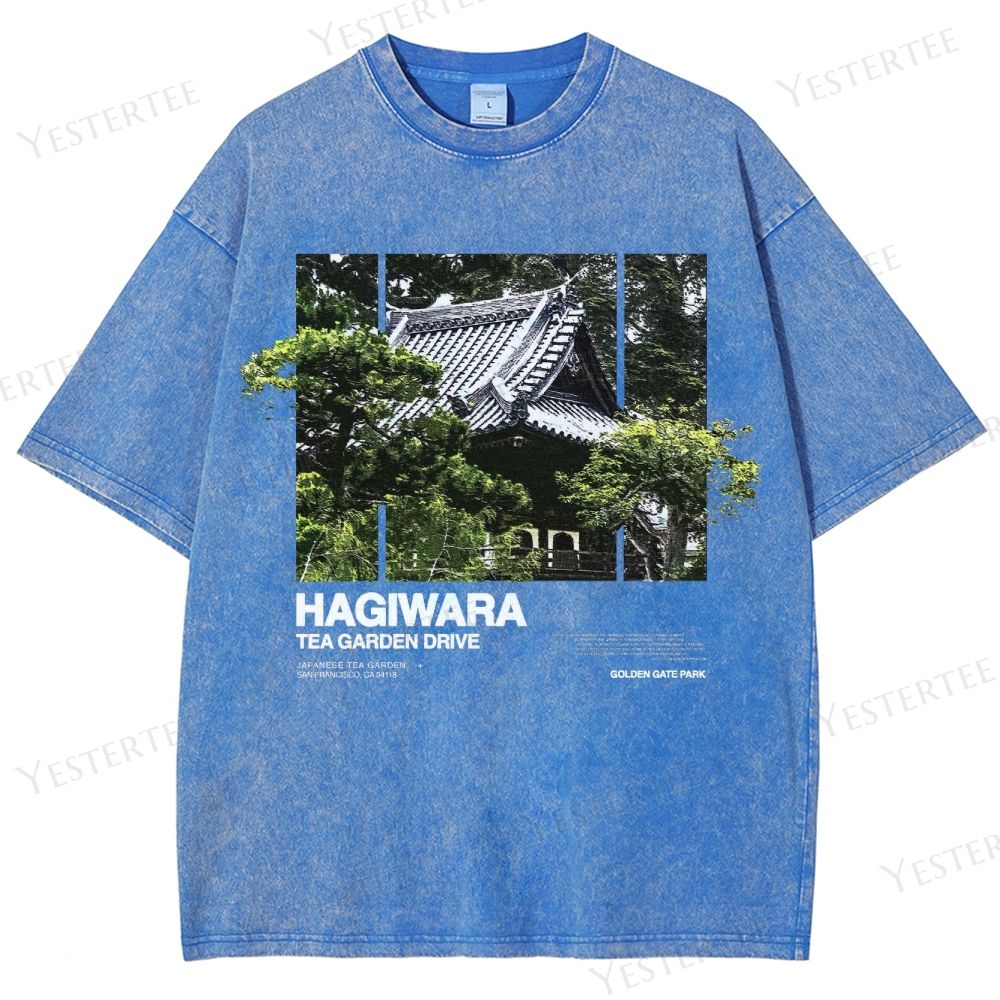 Retro "Hagiwara Tea Garden Drive" Japanese Temple Graphic Washed T-Shirt