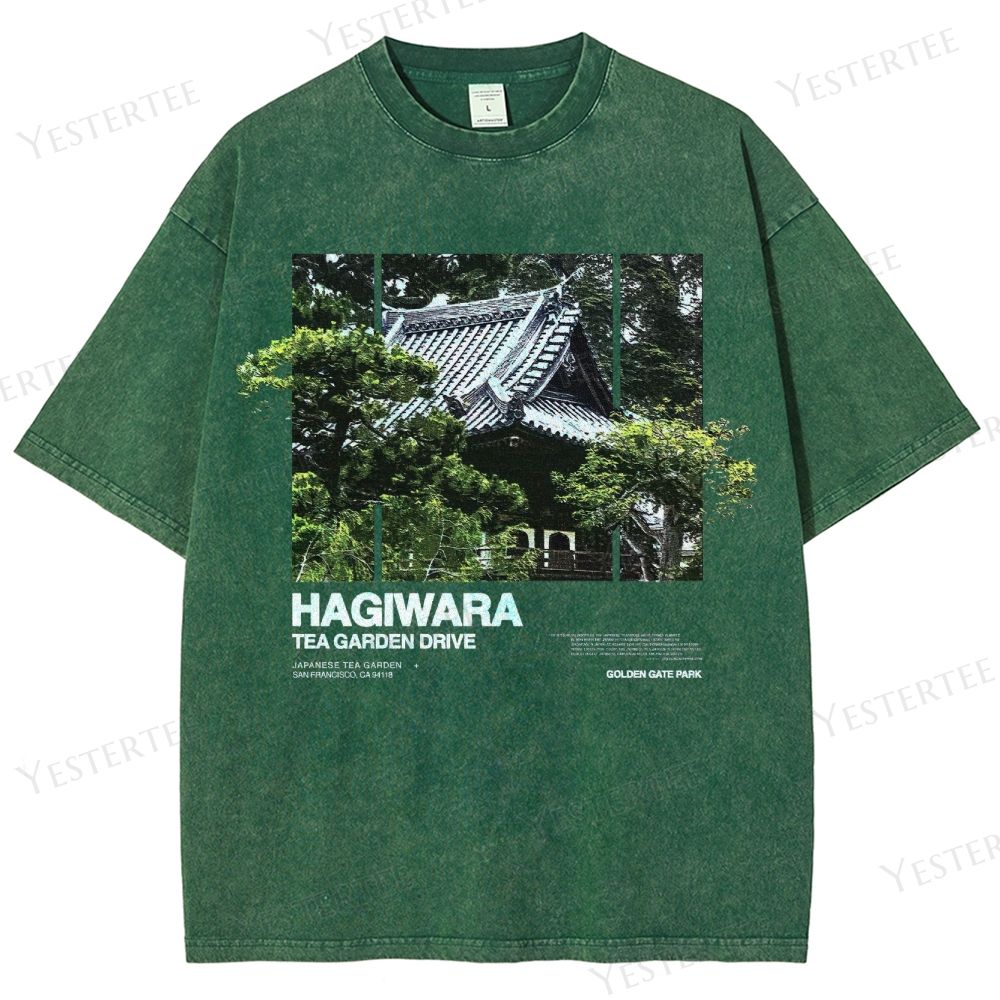 Retro "Hagiwara Tea Garden Drive" Japanese Temple Graphic Washed T-Shirt
