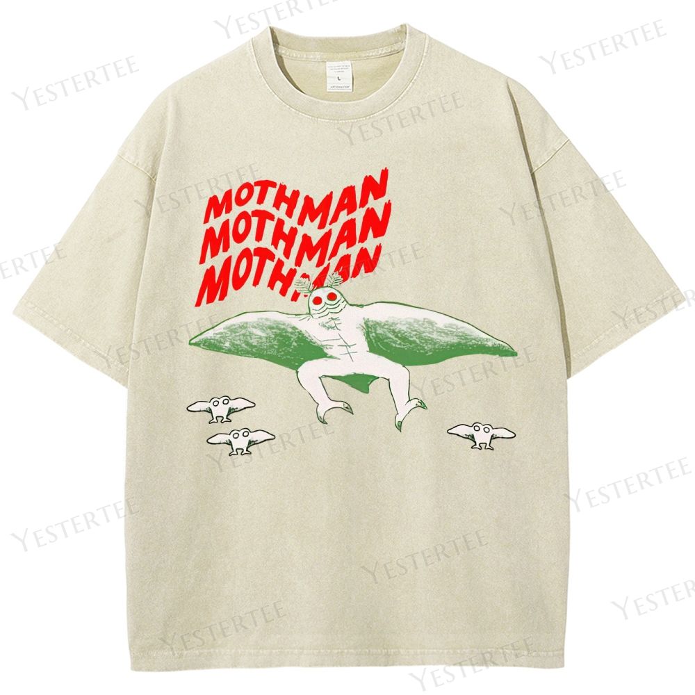 Retro "Mothman" Cryptid Graphic Washed T-Shirt