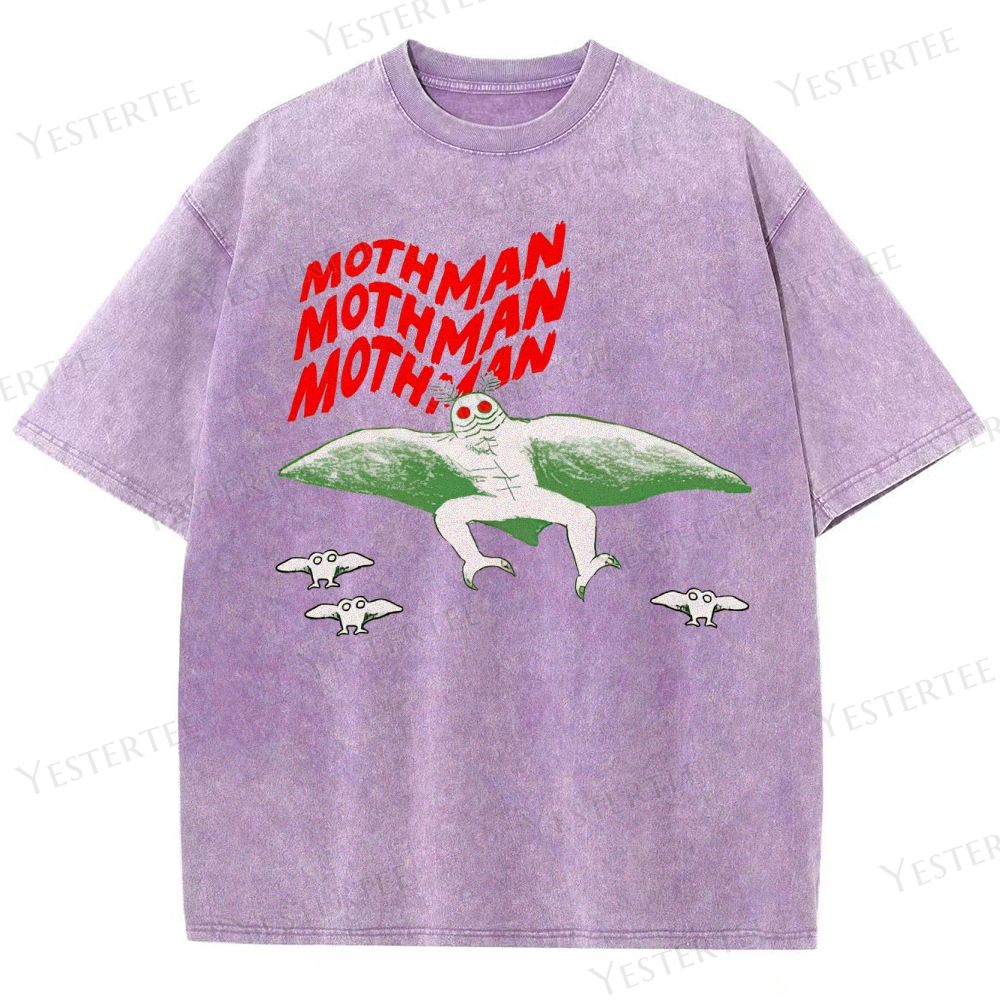 Retro "Mothman" Cryptid Graphic Washed T-Shirt
