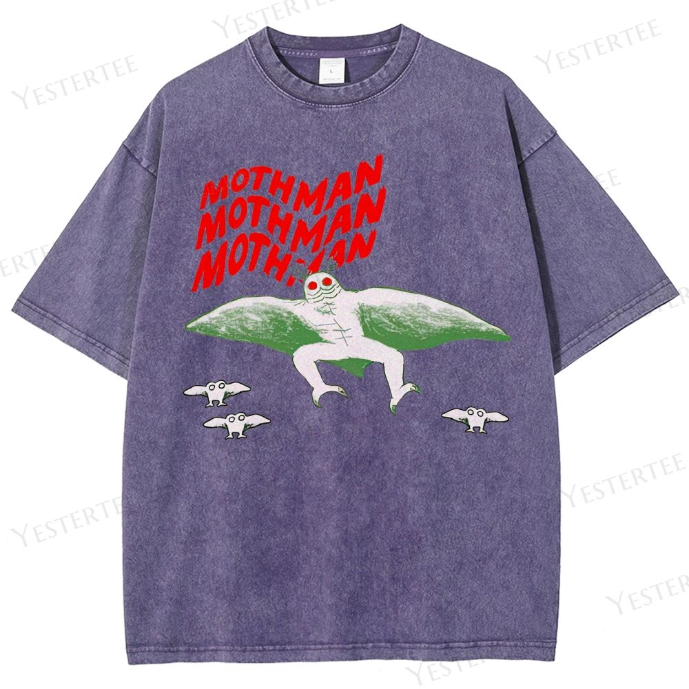 Retro "Mothman" Cryptid Graphic Washed T-Shirt