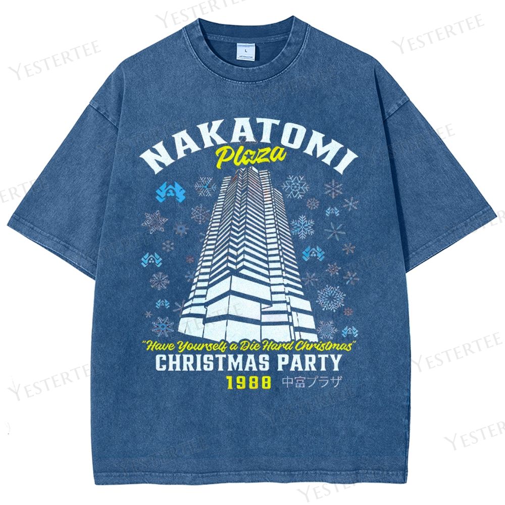 Retro "Nakatomi Plaza Christmas Party 1988" Graphic Washed T-Shirt