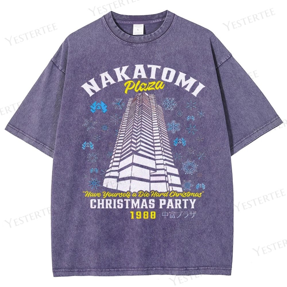 Retro "Nakatomi Plaza Christmas Party 1988" Graphic Washed T-Shirt