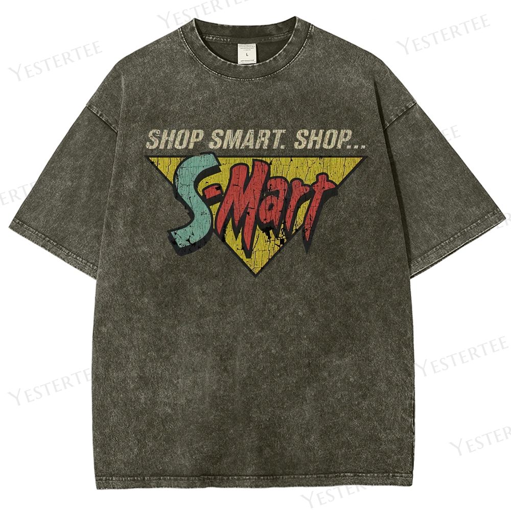 Retro "Shop Smart. Shop S-Mart" Graphic Washed T-Shirt