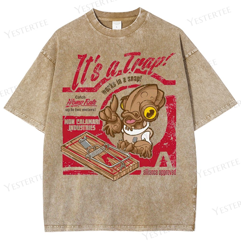 Retro "It's a Trap" Mon Calamari Industries Graphic Washed T-Shirt