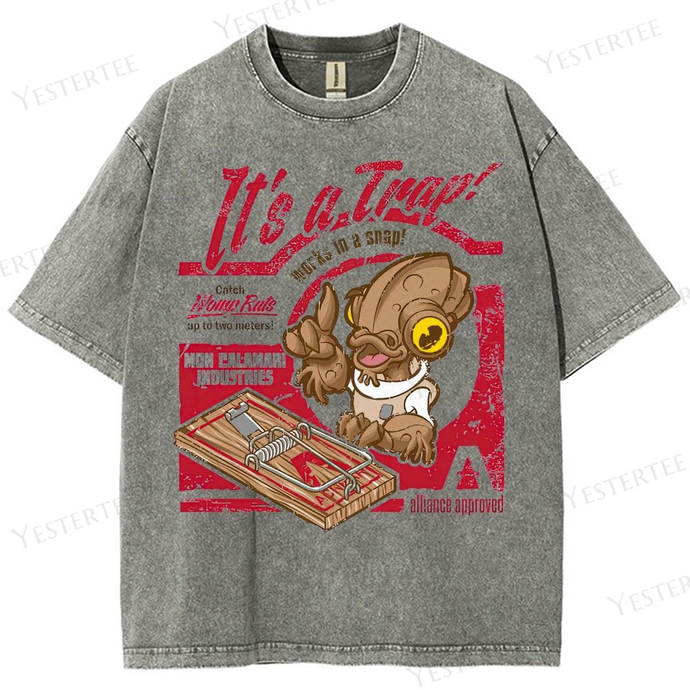 Retro "It's a Trap" Mon Calamari Industries Graphic Washed T-Shirt