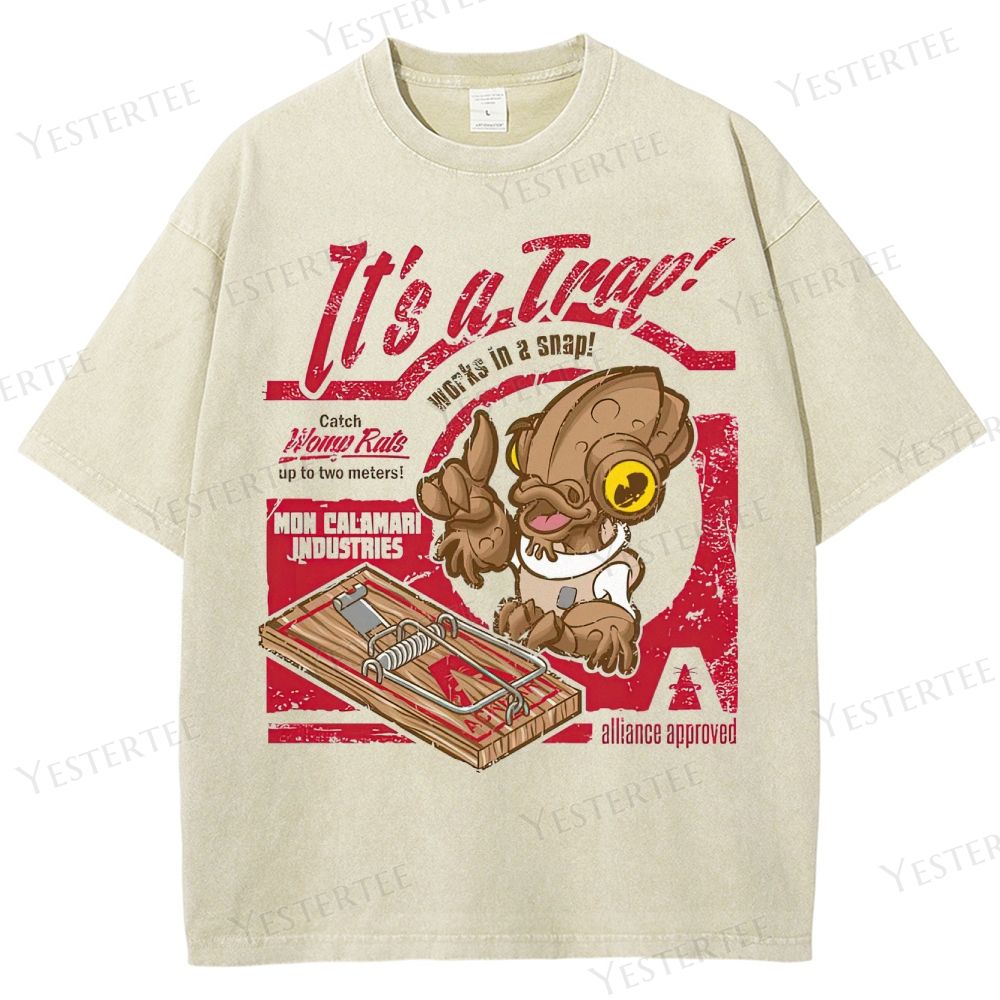 Retro "It's a Trap" Mon Calamari Industries Graphic Washed T-Shirt