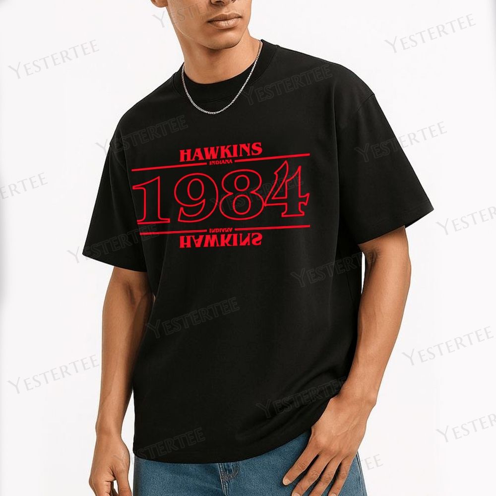 Retro "Hawkins Indiana 1984" Graphic Cotton T-shirt 