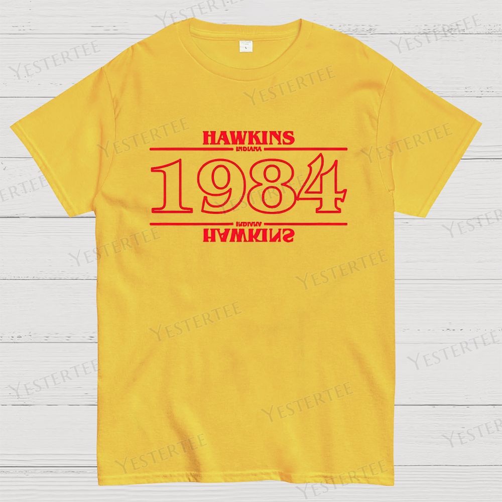 Retro "Hawkins Indiana 1984" Graphic Cotton T-shirt 