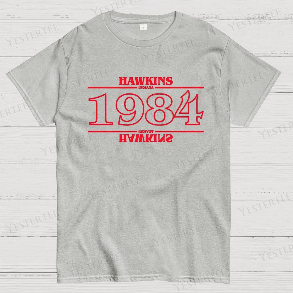 Retro "Hawkins Indiana 1984" Graphic Cotton T-shirt 