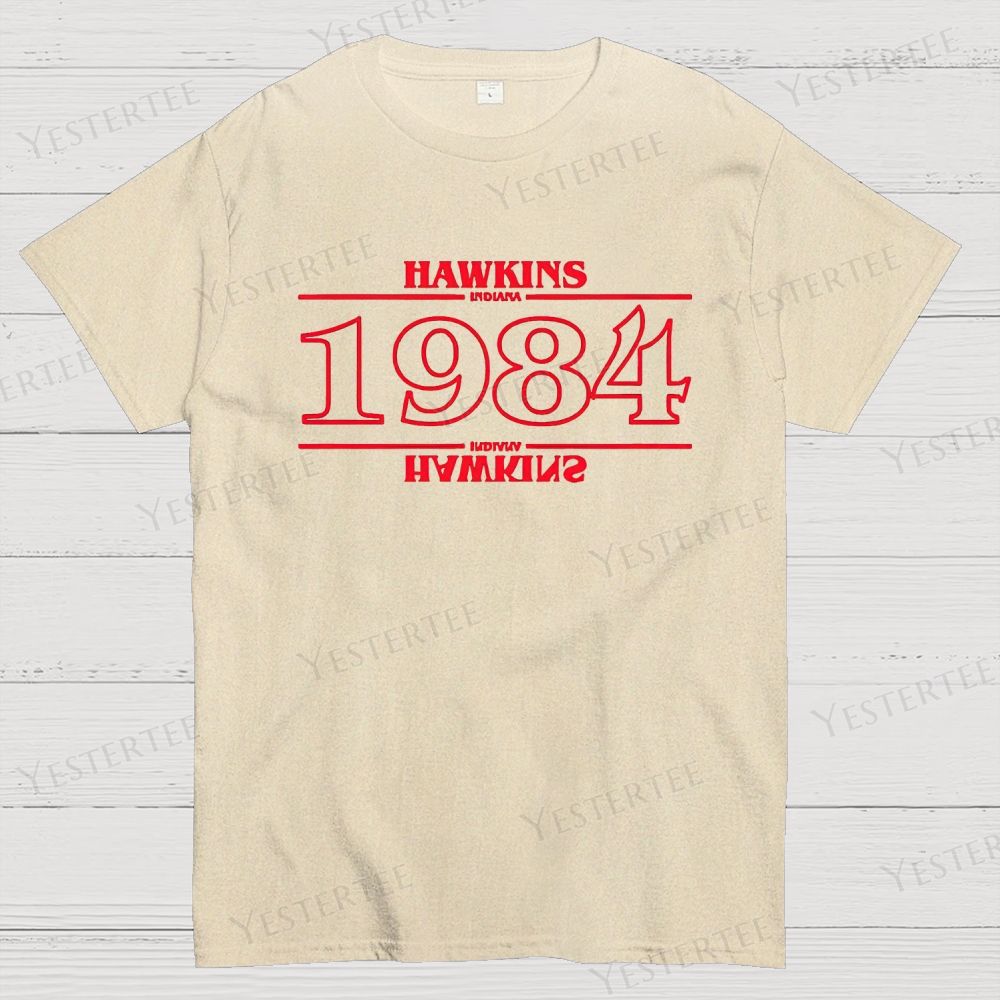 Retro "Hawkins Indiana 1984" Graphic Cotton T-shirt 