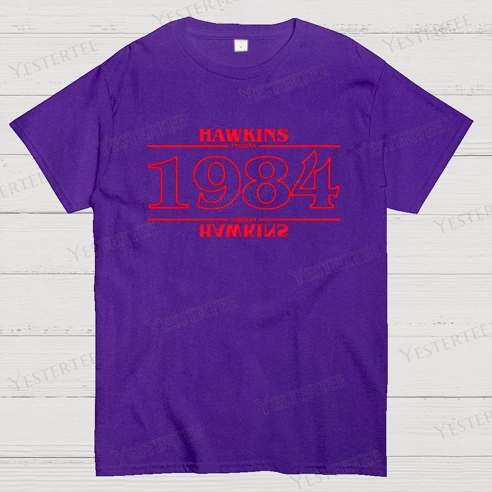 Retro "Hawkins Indiana 1984" Graphic Cotton T-shirt 