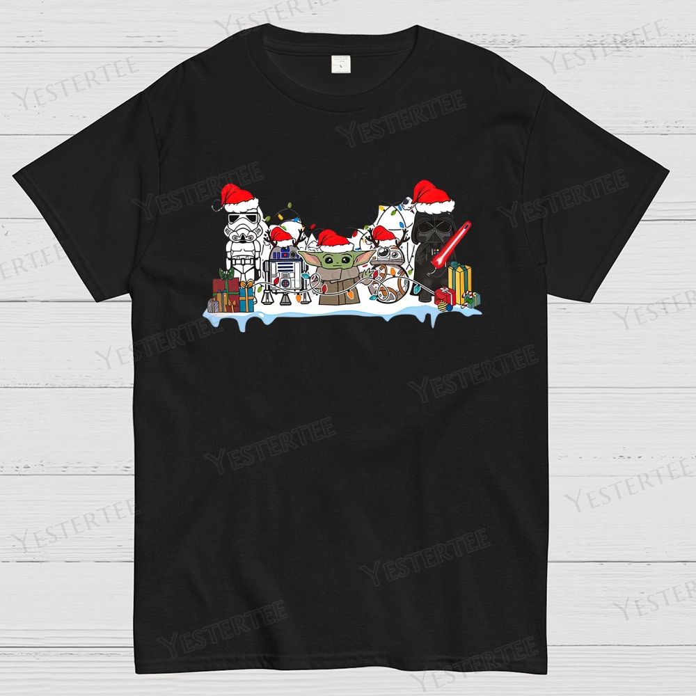Retro Festive Sci-Fi Character Graphic Cotton T-shirt 
